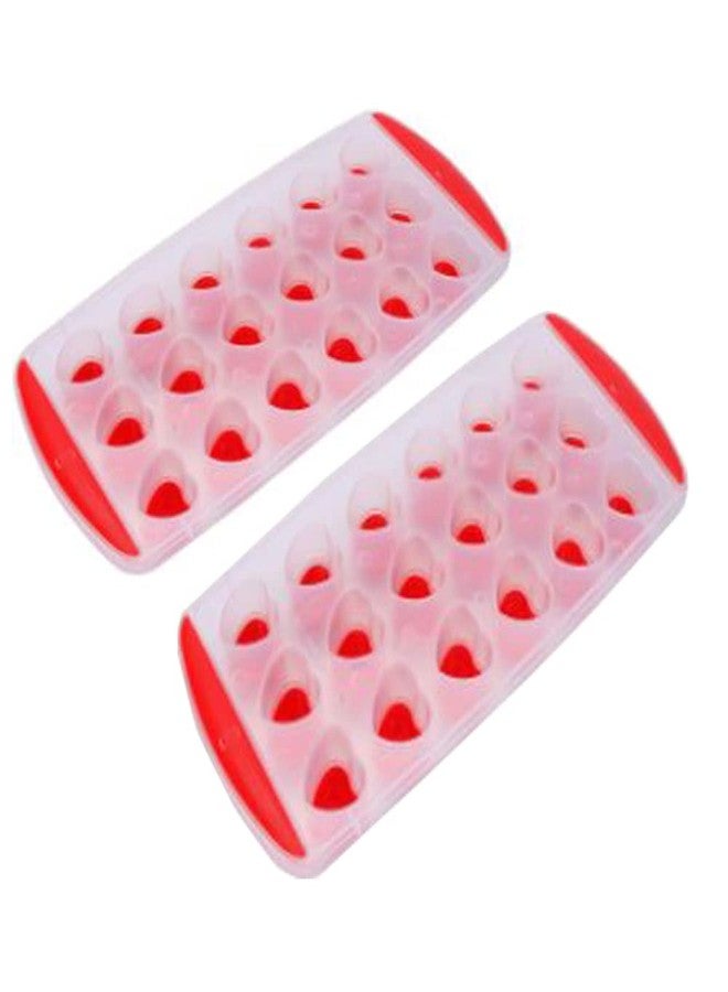 Kriva Heart Silicon Ice Cube Tray with Spill-Resistance Removable Lid | Easy Release Stackable 18 Cavity DIY Iceberg Mold with Spill Resistant for Gelatine |Chocolate|Baking|Candy (Multi-Color-2pcs) - Image 1